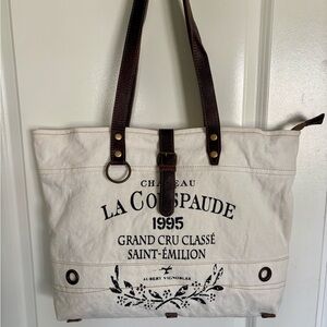 Myra Bag Cream and Brown French-Inspired Tote